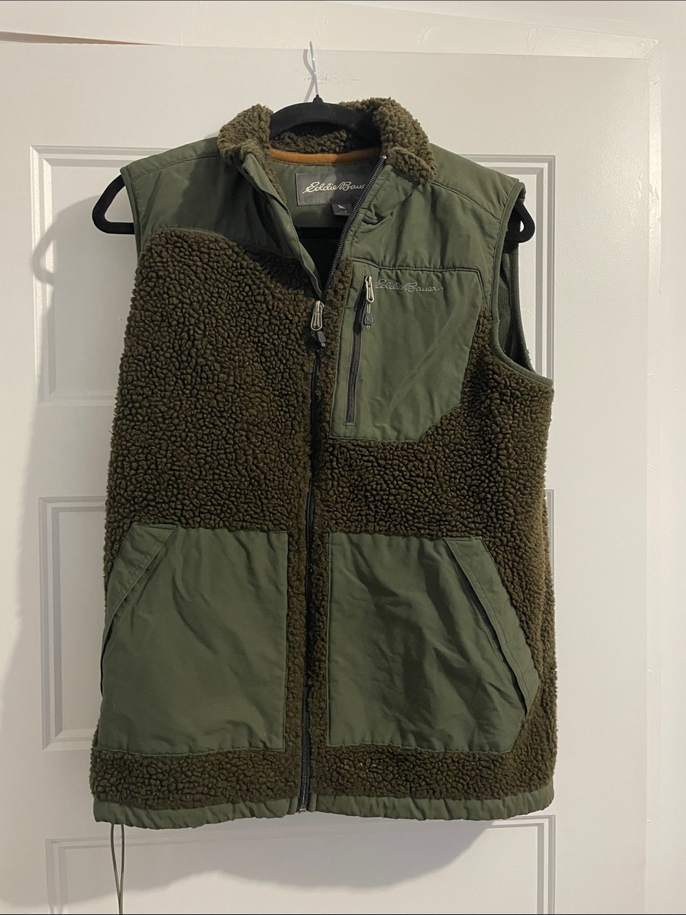 Eddie Bauer Olive Green Sherpa-Lined Vest